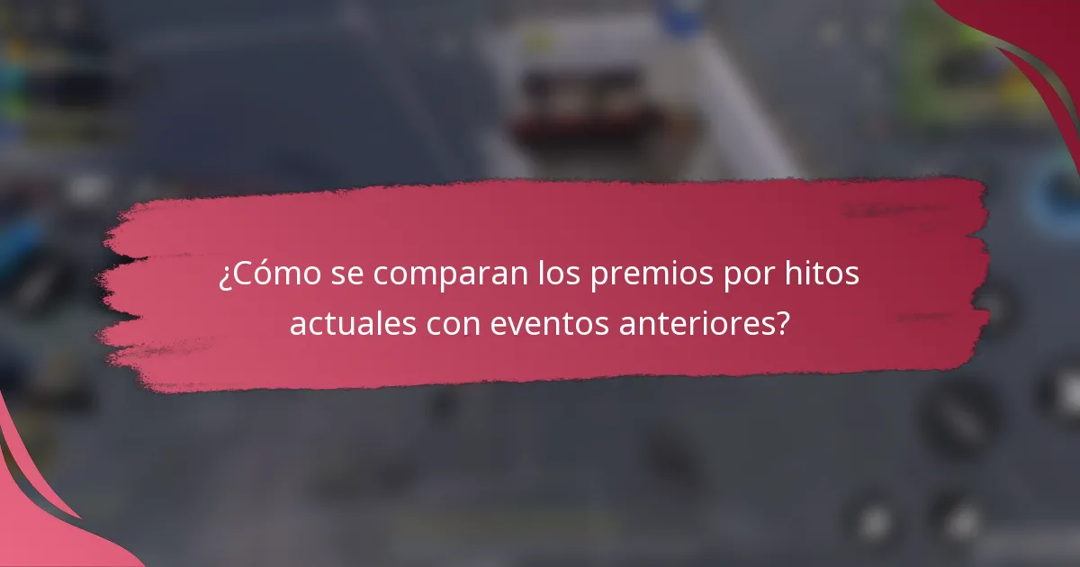 ¿Cómo se comparan los premios por hitos actuales con eventos anteriores?