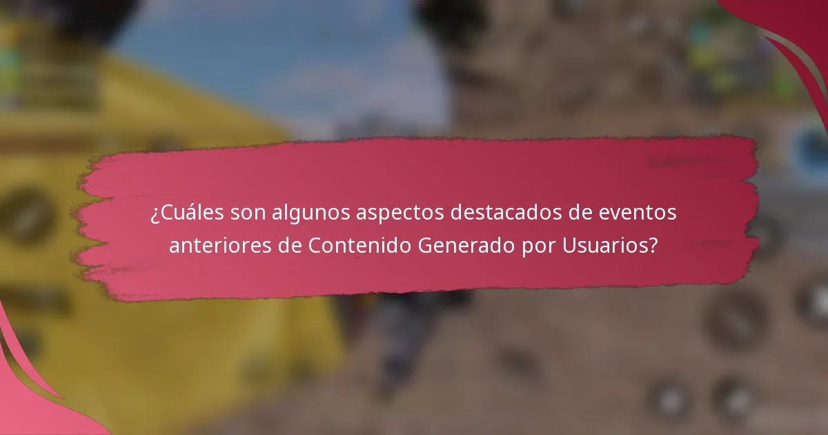 ¿Cuáles son algunos aspectos destacados de eventos anteriores de Contenido Generado por Usuarios?